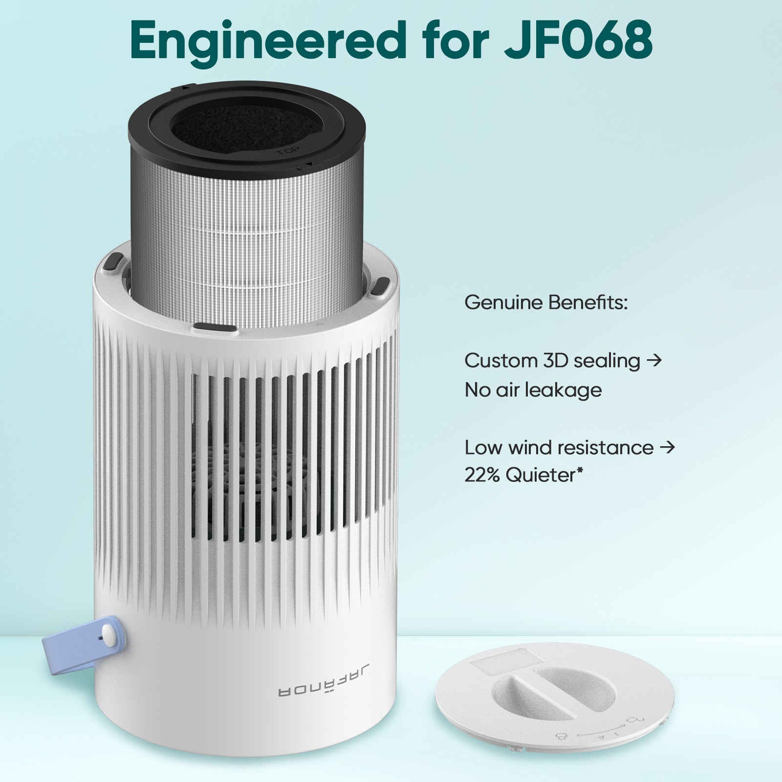 Jafanda Small Air Purifier JF068, 20dB Sleep Mode, Portable Air Cleaner with Handle, 3-Stage HEPA Filtration for Dust, Pollen, Pet Fur, Smoke, 7-Color Light for Home/Bedroom/Dorm/Office/Travel - Jafanda