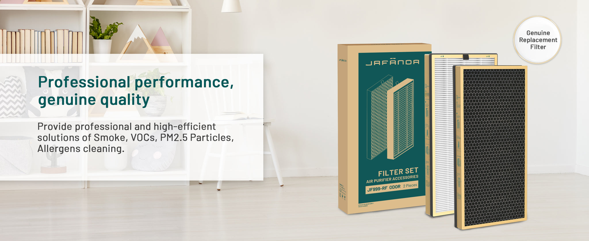 Jafända JF999 Air Purifier Replacement Filter, 2 Pack Activated Carbon Filters for Removing Ammonia, Amine, Mercaptan, Pet Odor, Body Odor and Smoke - Jafanda