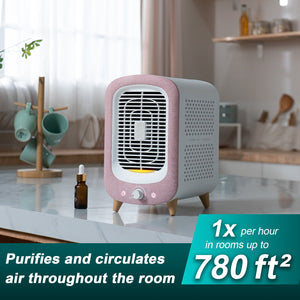 Jafända JF180 Air Purifiers for Home Bedroom, H13 HEPA & Activated Carbon Air Cleaner with Aromatherapy, Nightlight, and Bladeless Fan for Pets, Smokers, Allergies, Dust, Odor, and Pollen (780 sq. ft.) Pink - Jafanda