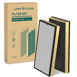 Jafända Air Purifier Smoke Replacement Filters for JF1500, 2 Pack Filters with HEPA & 10.14 Ib Modified Activated Carbon, Effectively Remove Cigarettes, Cigars, E-cigarettes, Wildfire, and Other Smokes and Smells - Jafanda