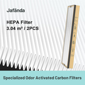 Jafända JF999 Air Purifier Replacement Filter, 2 Pack Activated Carbon Filters for Removing Ammonia, Amine, Mercaptan, Pet Odor, Body Odor and Smoke - Jafanda