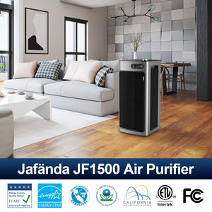 Jafända Air Purifier Smoke Replacement Filters for JF1500, 2 Pack Filters with HEPA & 10.14 Ib Modified Activated Carbon, Effectively Remove Cigarettes, Cigars, E-cigarettes, Wildfire, and Other Smokes and Smells - Jafanda