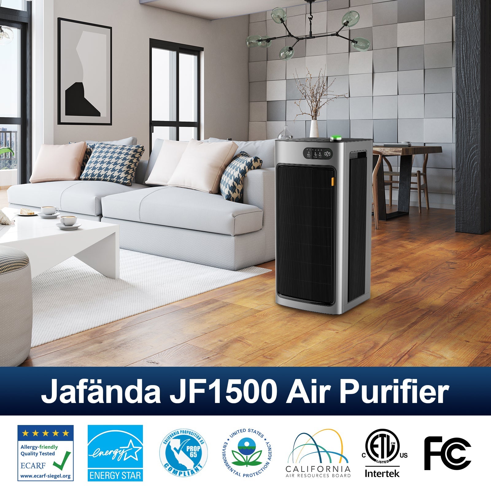 Jafända JF1500 Air Purifier Original Replacement Filters, 2 Pack Filters with H13 True HEPA & 5.51 Ib Activated Carbon, Effectively Remove Allergies, Pollen, Dust, Pet Dander, Pet Odor, VOCs Smoke, Ideal for Households with Pets, Cooking, and Smokers. - Jafanda