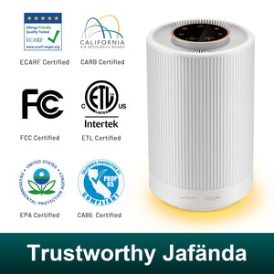 Jafanda Air Purifier for Home Bedroom Up to 450 sq ft, with H13 HEPA Air Filter, 22dB Quiet Sleep Mode, Air Cleaner Eliminates Allergens, Smoke, Dust, Mold, Pet Dander, Pollen - Night Light - Jafanda
